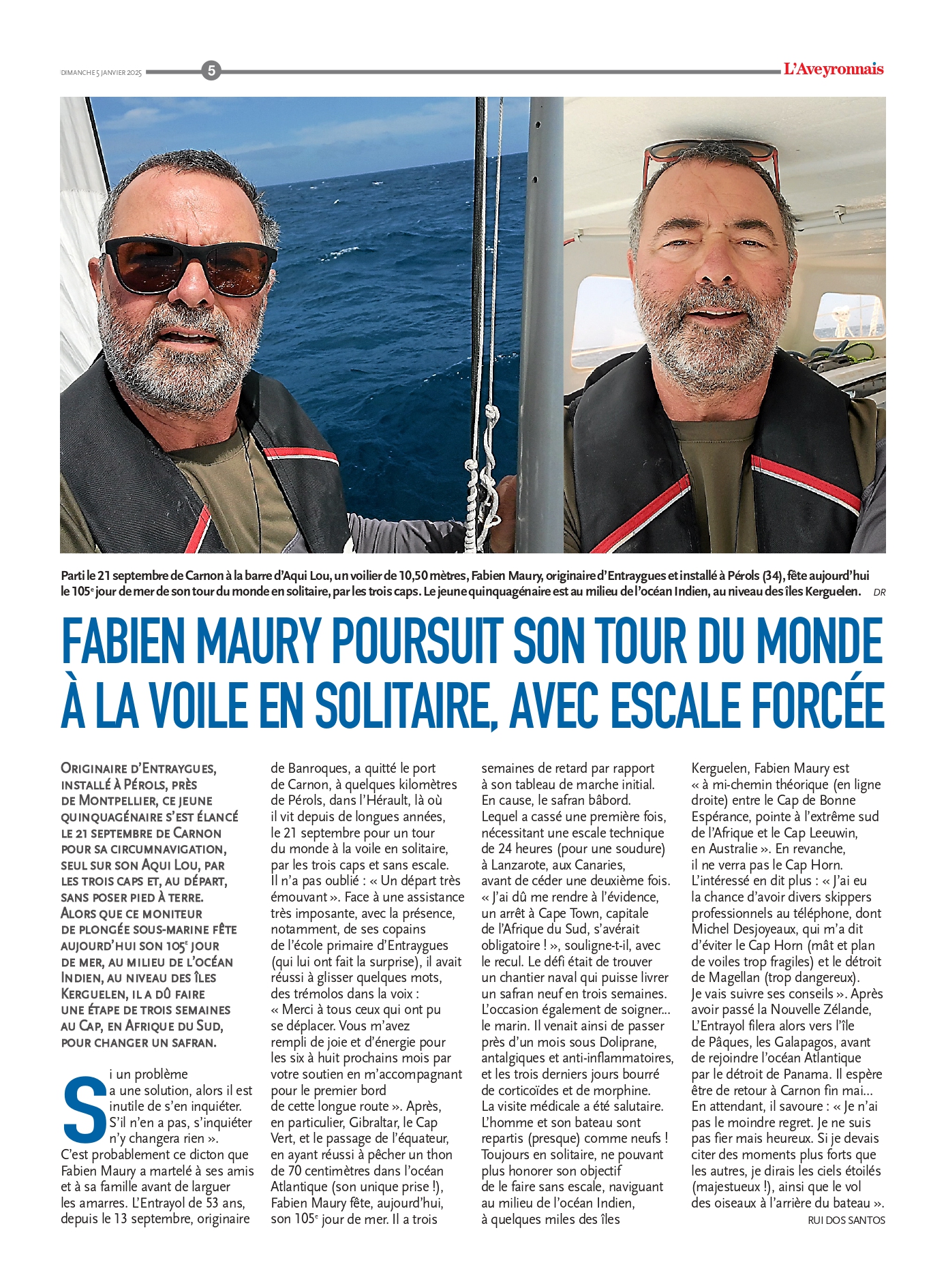 Article du journal Aveyronais 01/2025